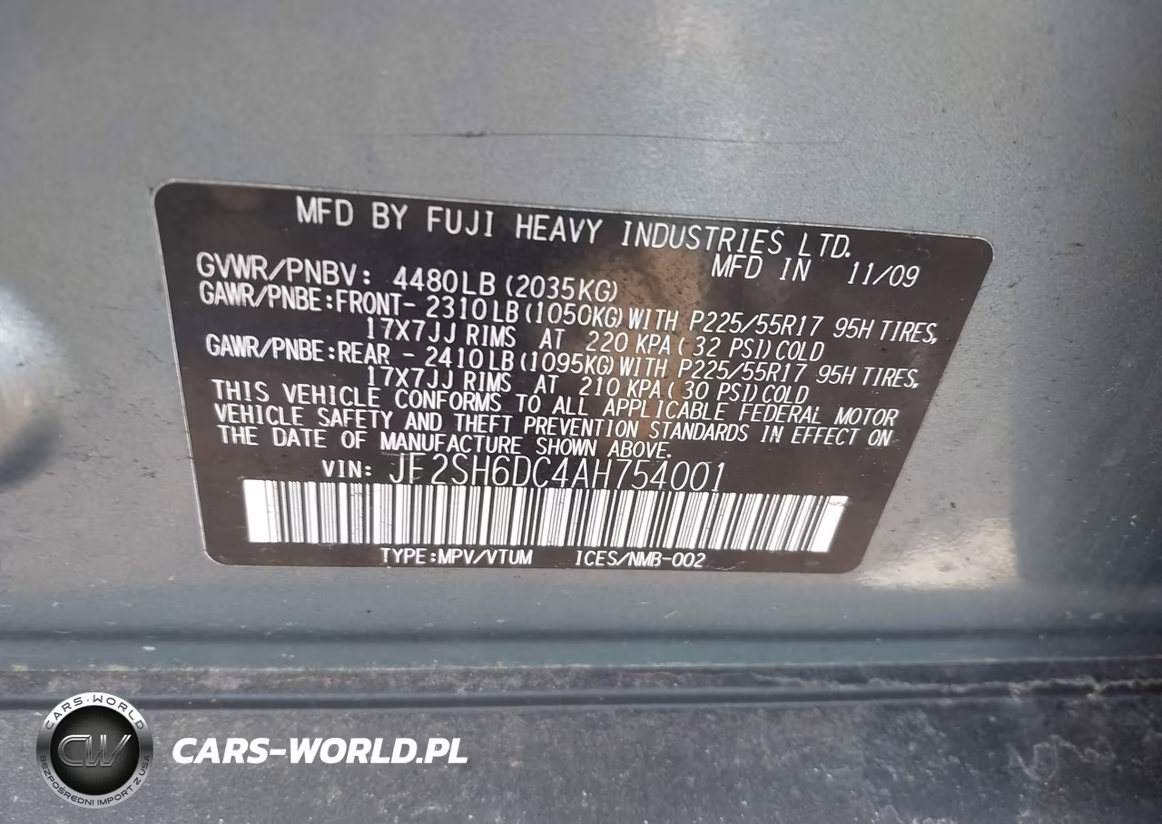 2010 Subaru Forester 2.5X Limited VIN:JF2SH6DC4AH754001 - 9