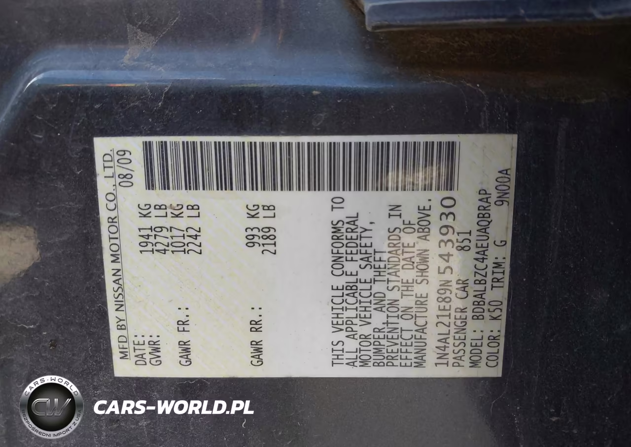 2009 Nissan Altima 2.5 S VIN:1N4AL21E89N543930 - 9