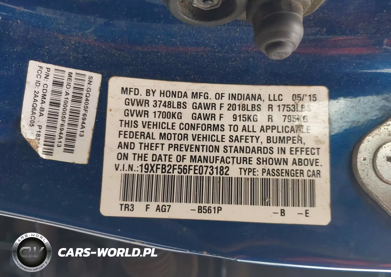 2015 Honda Civic Lx VIN:19XFB2F56FE073182 - 9