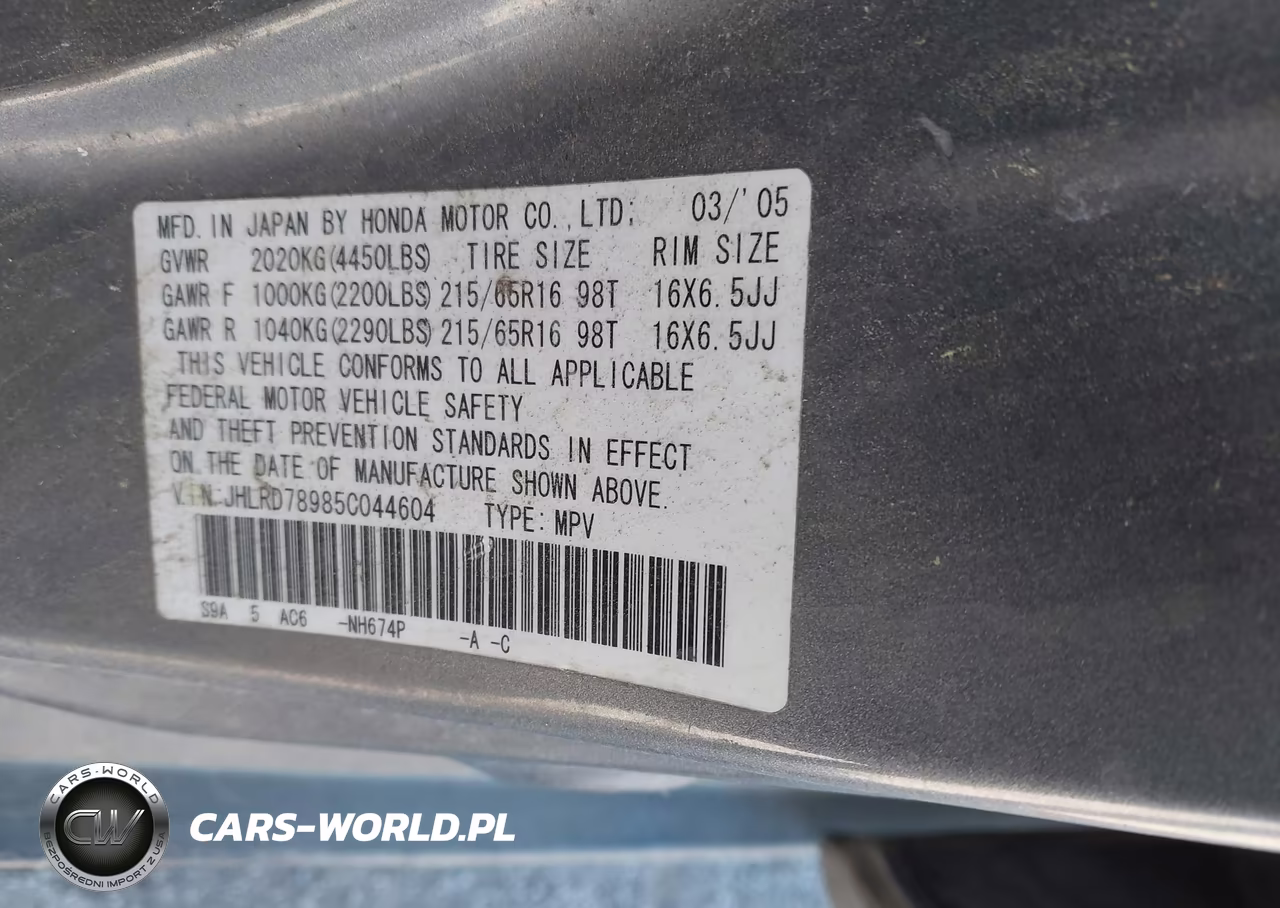 2005 Honda Cr-V Se VIN:JHLRD78985C044604 - 9