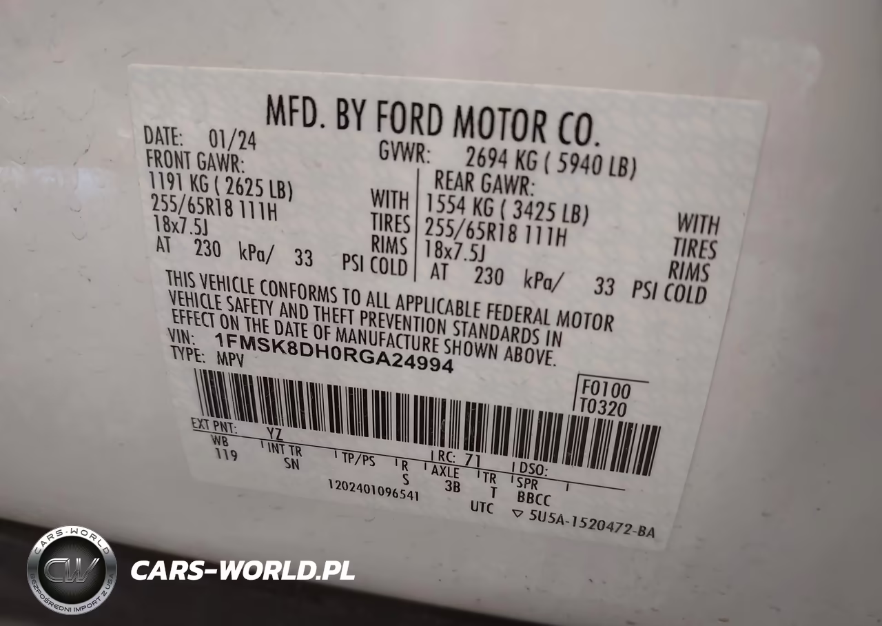 2024 Ford Explorer Xlt VIN:1FMSK8DH0RGA24994 - 9