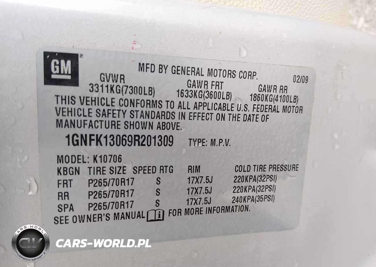2009 Chevrolet Tahoe Ls VIN:1GNFK13069R201309 - 9