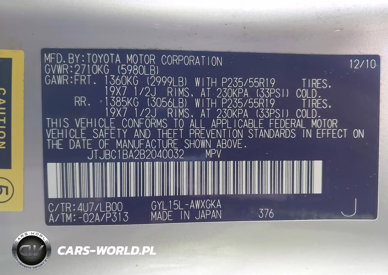 2011 LEXUS RX 450H VIN:JTJBC1BA2B2040032 - 9