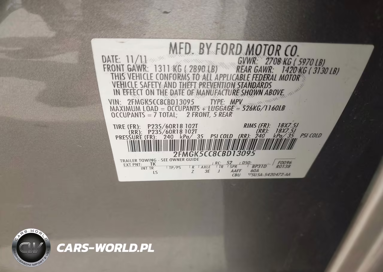 2012 Ford Flex Sel VIN:2FMGK5CC8CBD13095 - 9