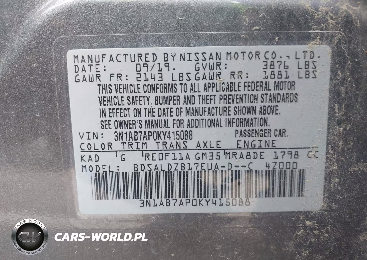 2019 Nissan Sentra Sv VIN:3N1AB7AP0KY415088 - 9