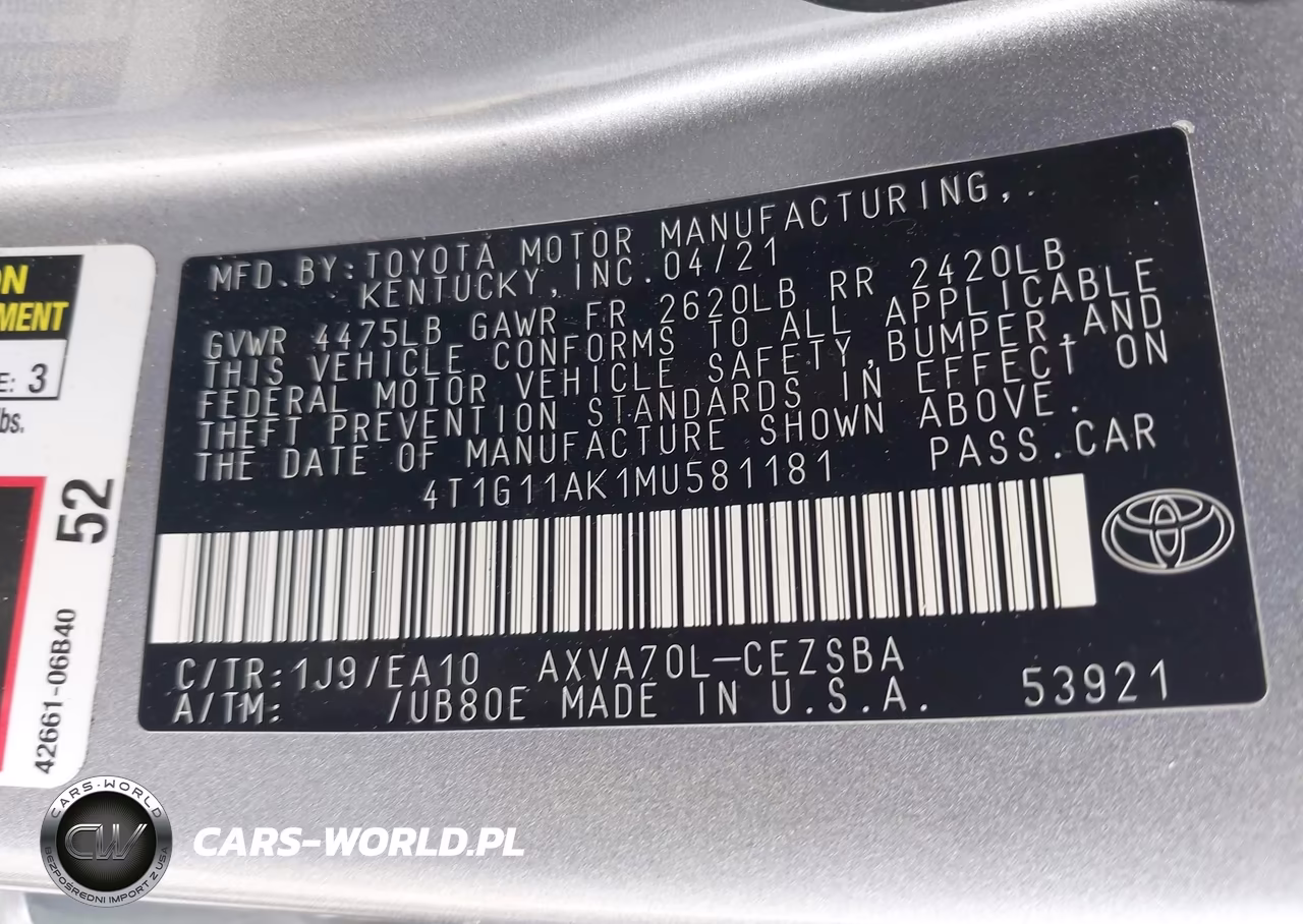 2021 Toyota Camry Se VIN:4T1G11AK1MU581181 - 9