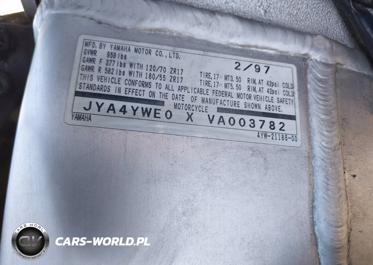 1997 Yamaha Yzf1000 R VIN:JYA4YWE0XVA003782 - 10