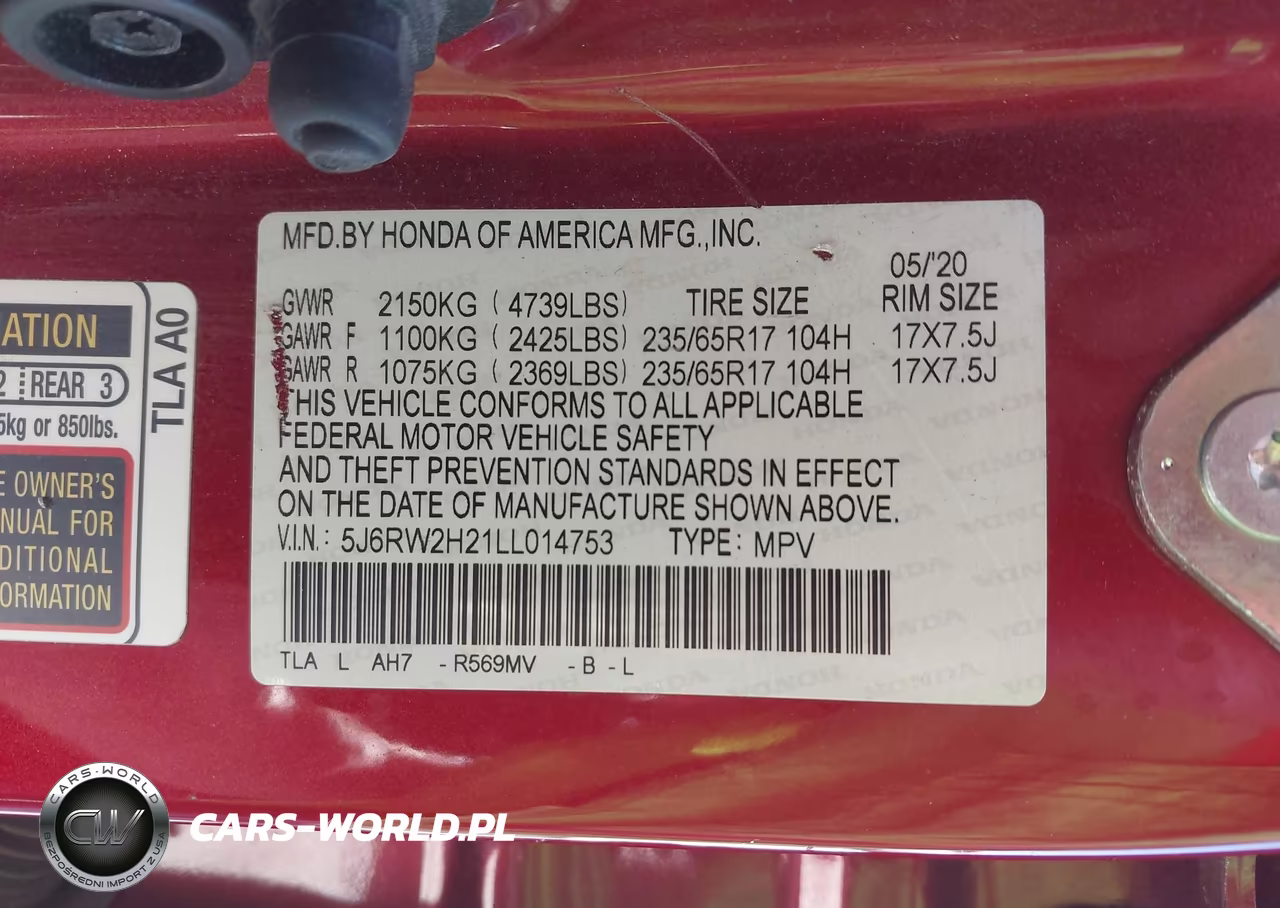 2020 Honda Cr-V Awd Lx VIN:5J6RW2H21LL014753 - 9