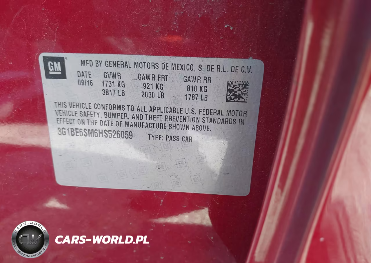 2017 Chevrolet Cruze Lt Auto VIN:3G1BE6SM6HS526059 - 9