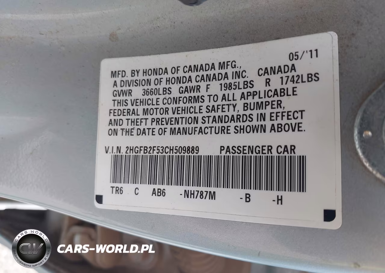 2012 Honda Civic Lx VIN:2HGFB2F53CH509889 - 9