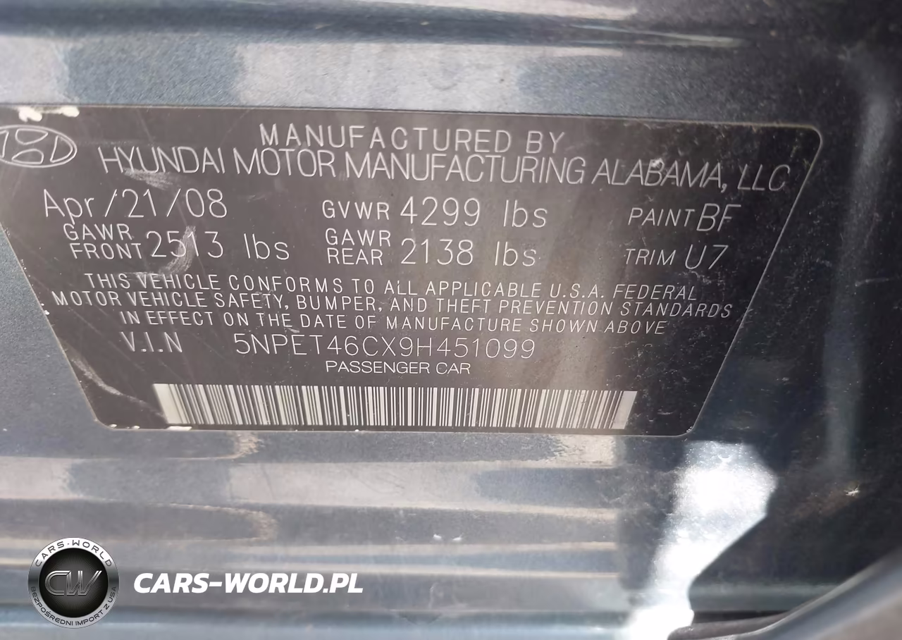 2009 Hyundai Sonata Gls VIN:5NPET46CX9H451099 - 9