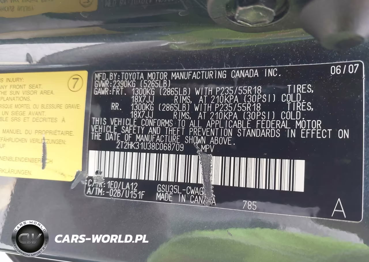 2008 Lexus Rx 350 VIN:2T2HK31U38C068709 - 9