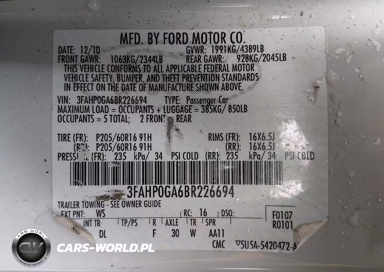 2011 Ford Fusion S VIN:3FAHP0GA6BR226694 - 9