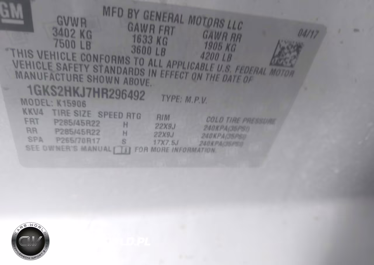 2017 GMC Yukon Xl Denali VIN:1GKS2HKJ7HR296492 - 9
