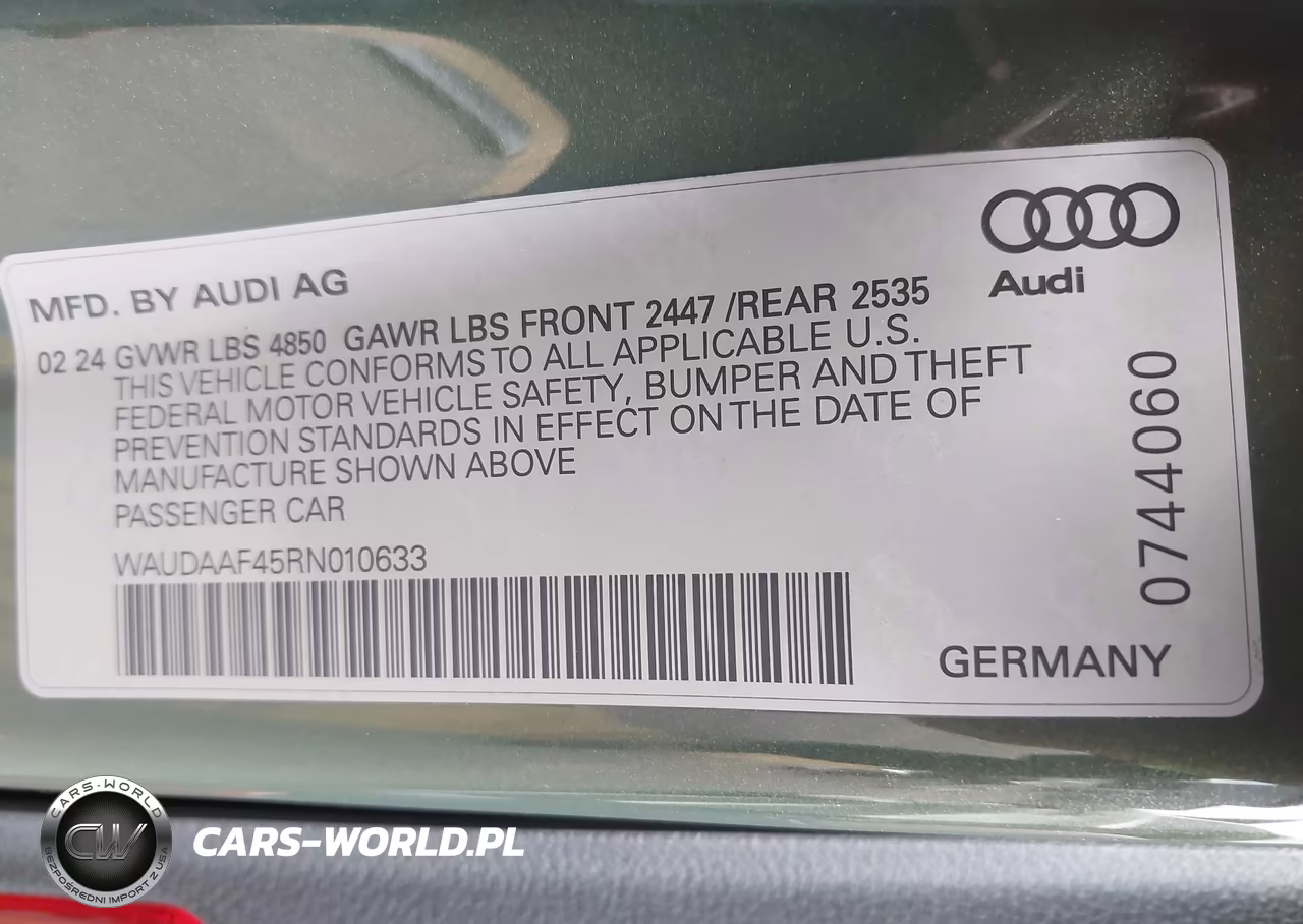 2024 Audi A4 Premium 45 Tfsi S Line Quattro S Tronic VIN:WAUDAAF45RN010633 - 9
