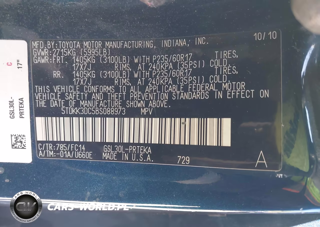 2011 Toyota Sienna Le V6 VIN:5TDKK3DC5BS088973 - 9
