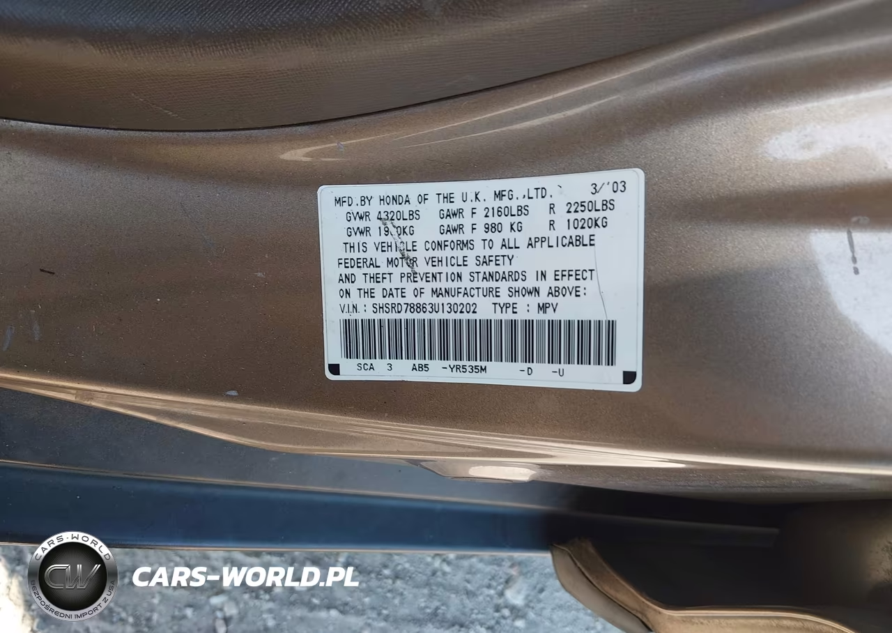 2003 Honda Cr-V Ex VIN:SHSRD78863U130202 - 9