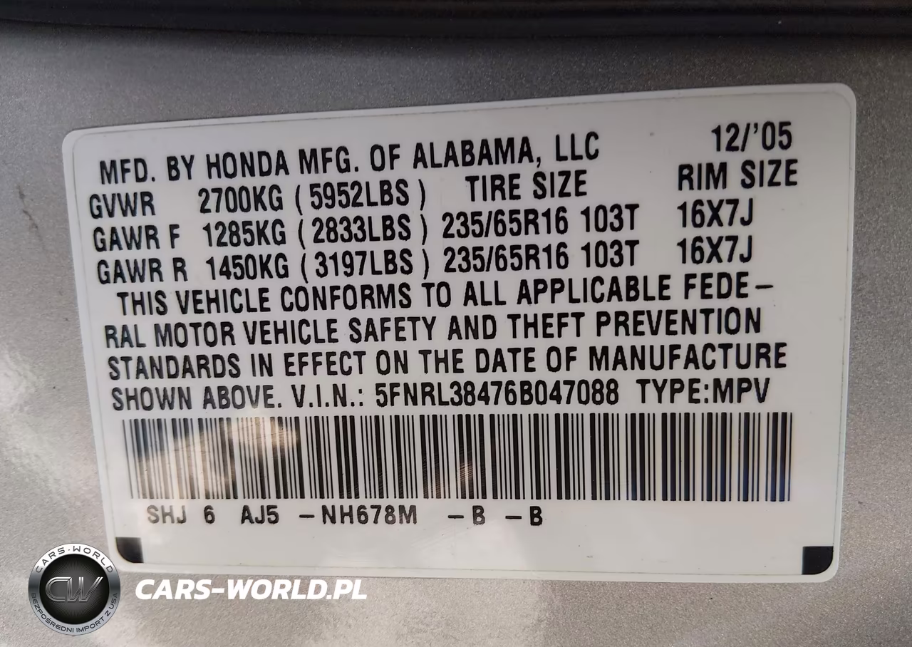 2006 Honda Odyssey Ex VIN:5FNRL38476B047088 - 9
