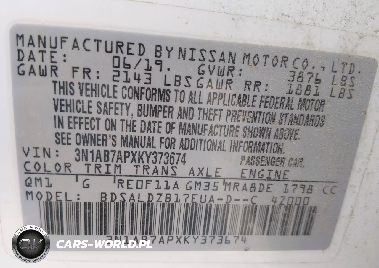 2019 Nissan Sentra Sv VIN:3N1AB7APXKY373674 - 9