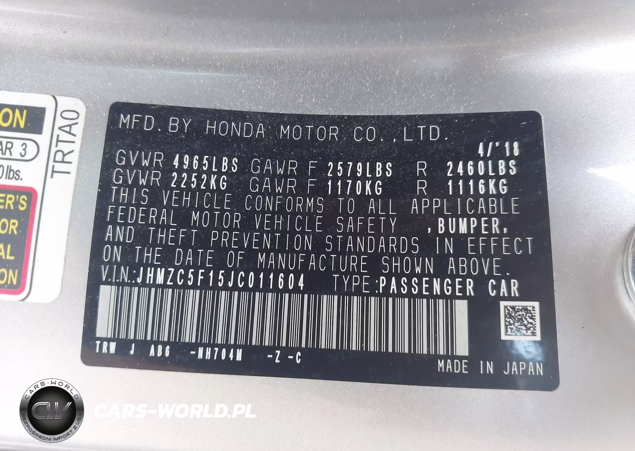 2018 Honda Clarity Plug-In Hybrid VIN:JHMZC5F15JC011604 - 9