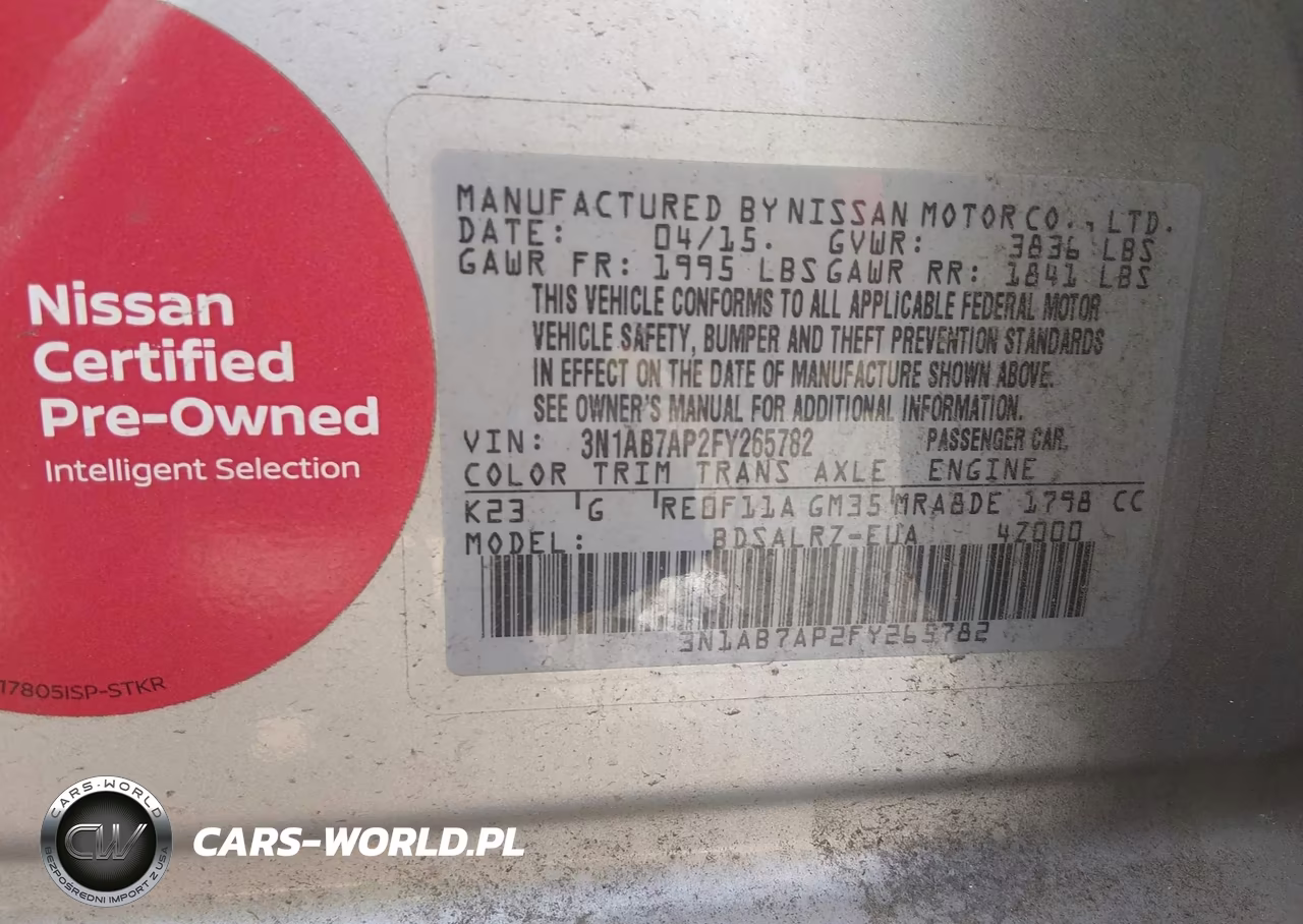 2015 Nissan Sentra Sr VIN:3N1AB7AP2FY265782 - 9