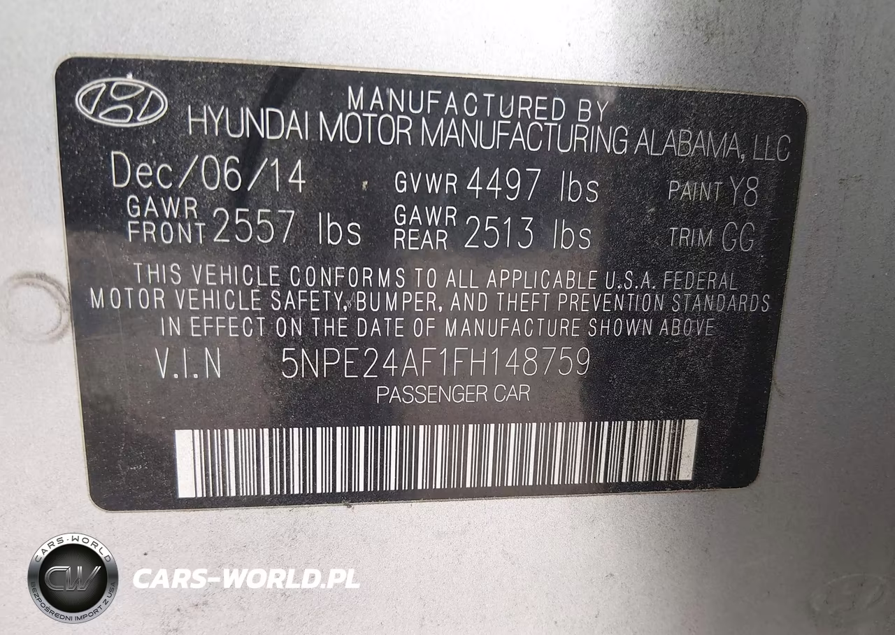 2015 Hyundai Sonata Se VIN:5NPE24AF1FH148759 - 9