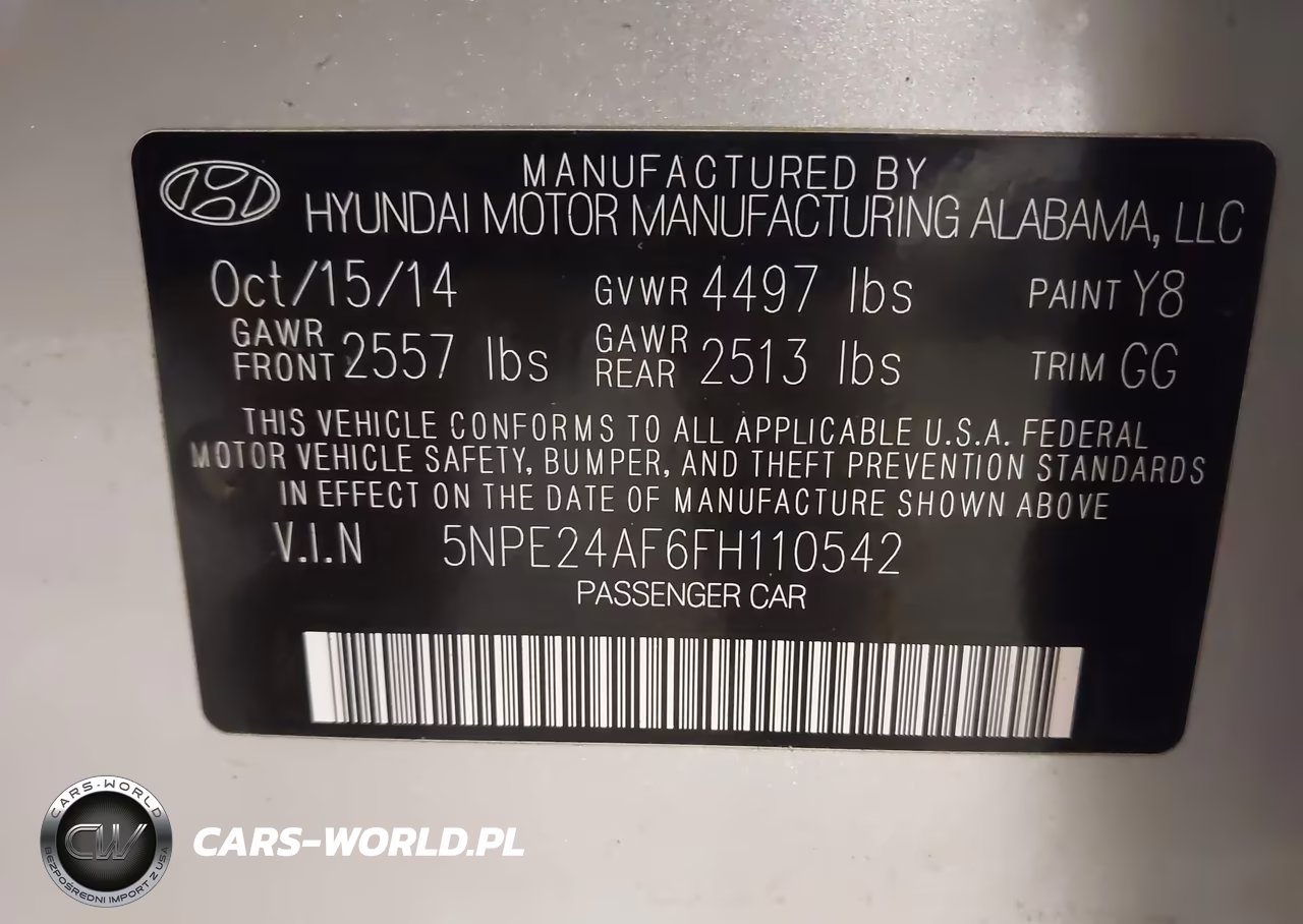 2015 Hyundai Sonata Se VIN:5NPE24AF6FH110542 - 9