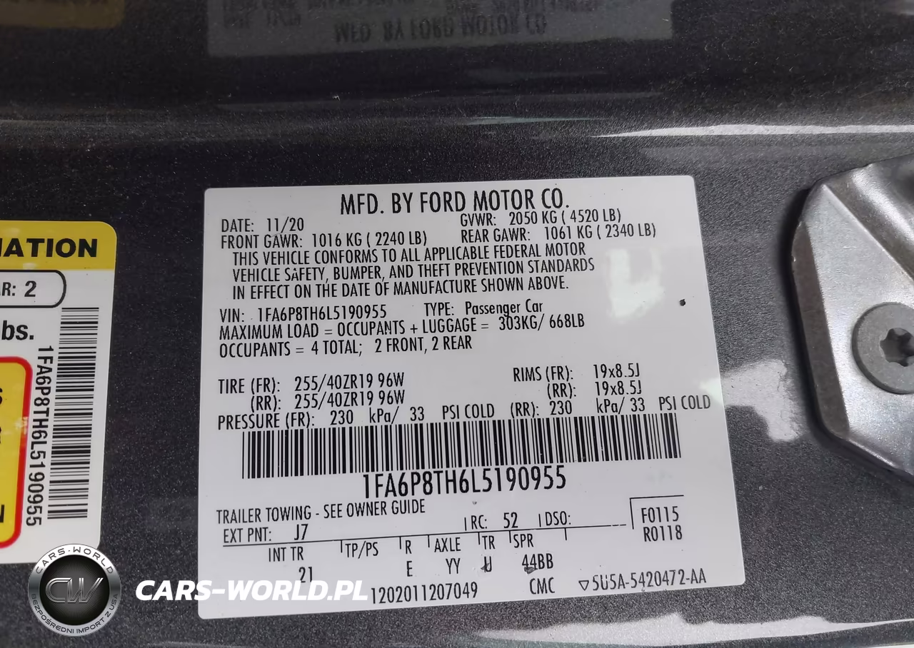 2020 Ford Mustang Ecoboost Fastback VIN:1FA6P8TH6L5190955 - 9