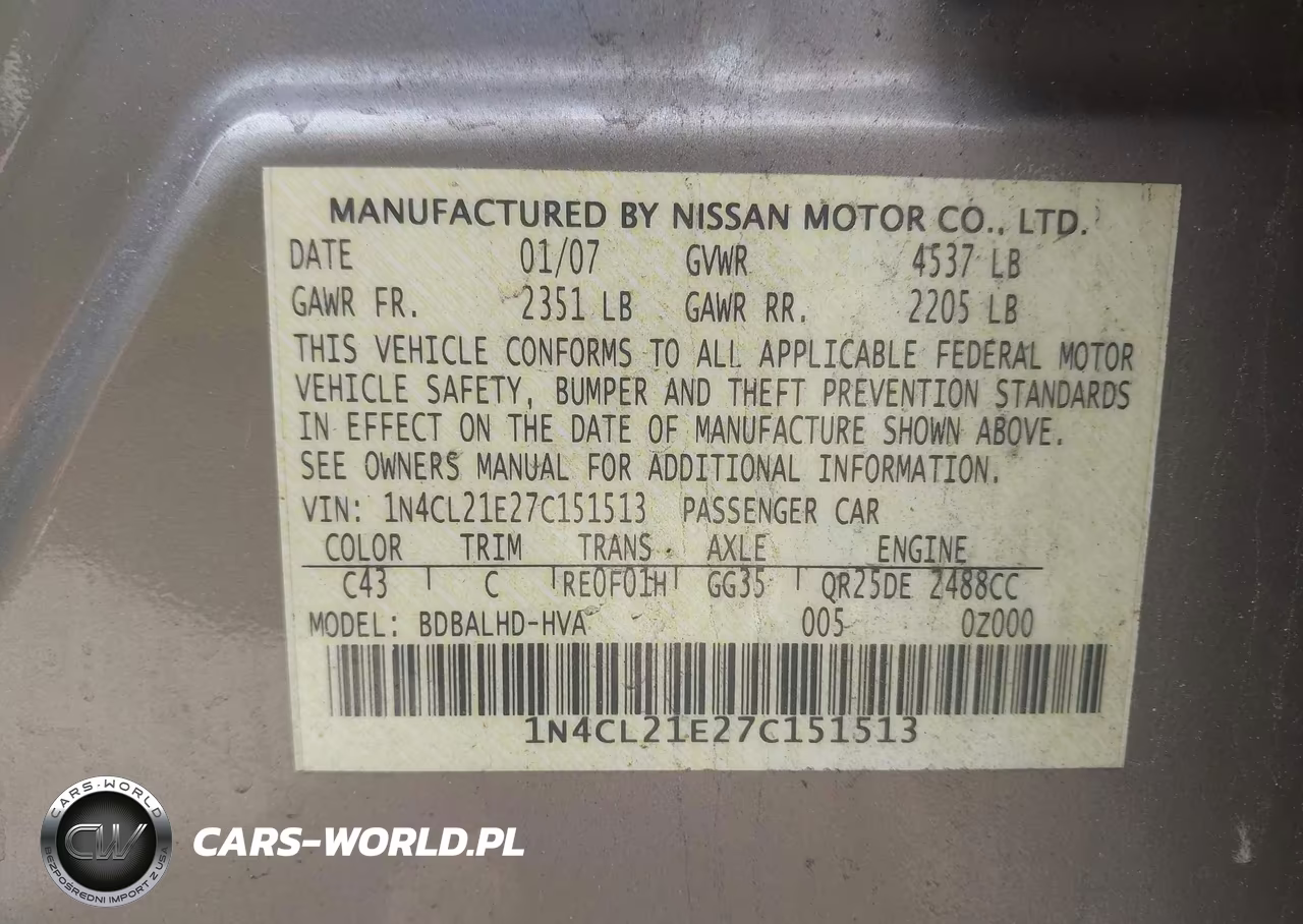 2007 Nissan Altima Hybrid VIN:1N4CL21E27C151513 - 9