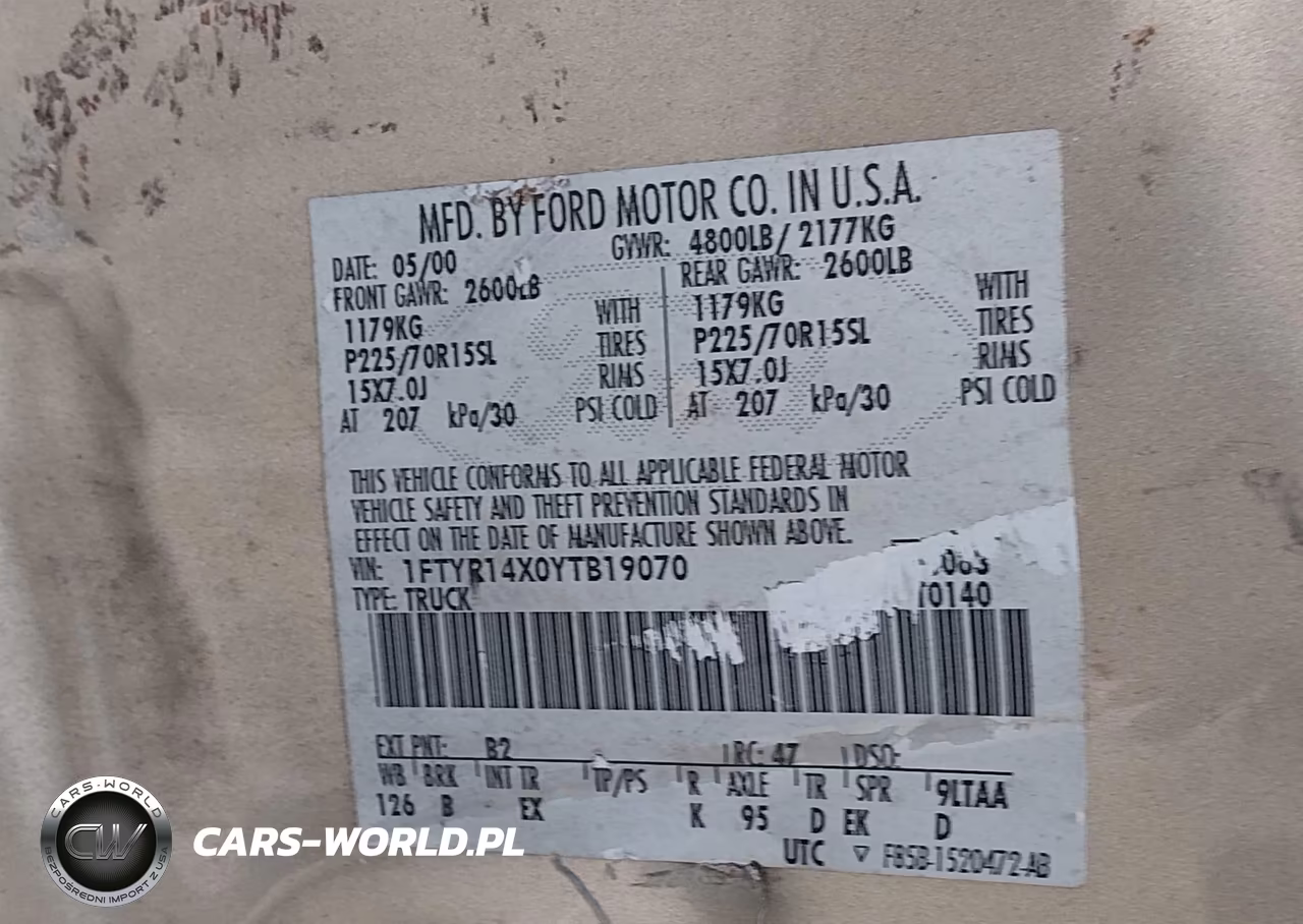 2000 Ford Ranger Xlt VIN:1FTYR14X0YTB19070 - 9