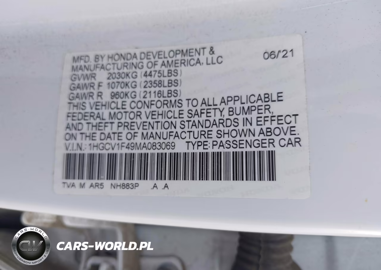 2021 Honda Accord Sport Special Edition VIN:1HGCV1F49MA083069 - 9