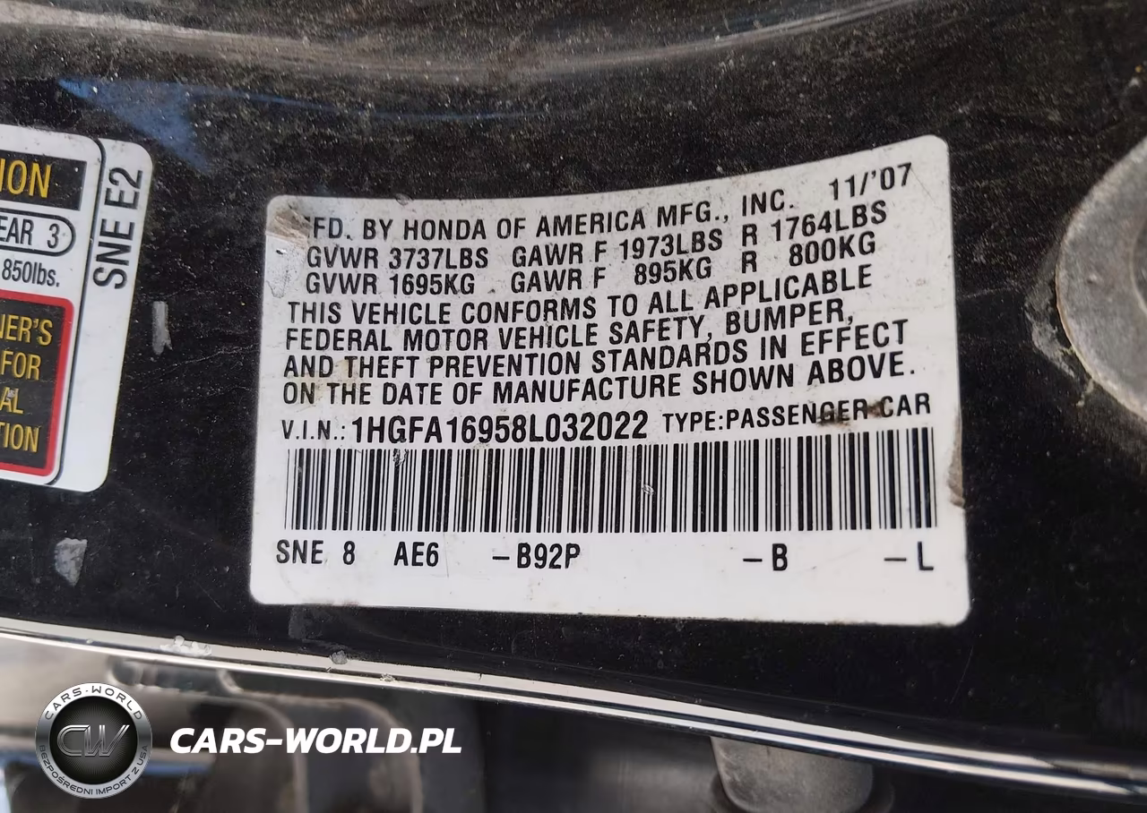 2008 Honda Civic Ex-L VIN:1HGFA16958L032022 - 9