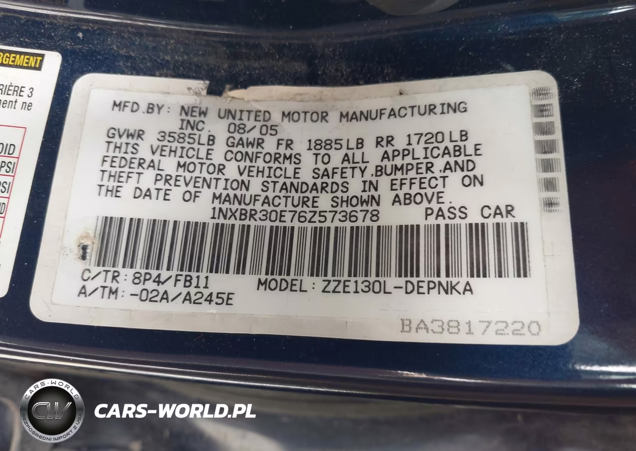 2006 Toyota Corolla Ce-Le-S VIN:1NXBR30E76Z573678 - 9