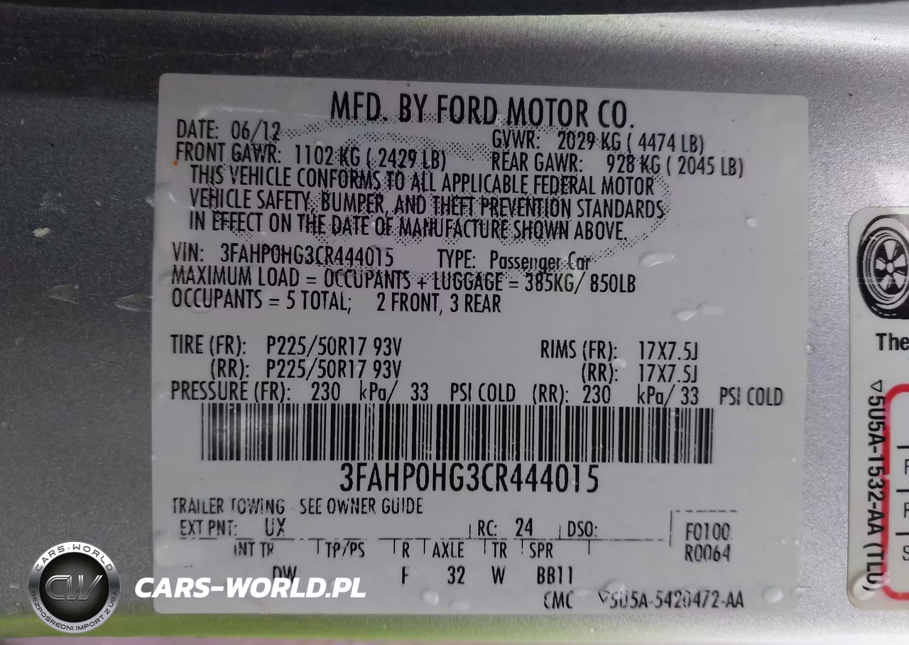 2012 Ford Fusion Se VIN:3FAHP0HG3CR444015 - 9