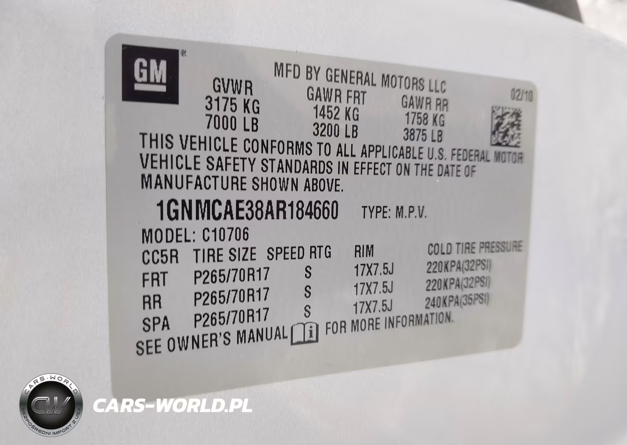 2010 Chevrolet Tahoe Ls VIN:1GNMCAE38AR184660 - 9