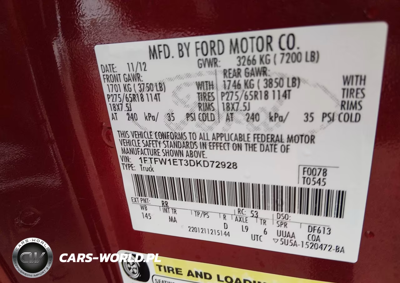2013 Ford F-150 Xlt VIN:1FTFW1ET3DKD72928 - 9