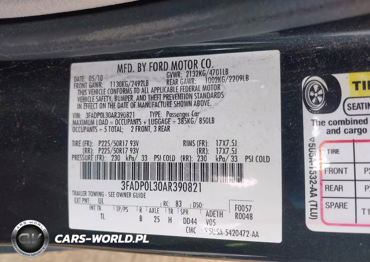 2010 Ford Fusion Hybrid VIN:3FADP0L30AR390821 - 9