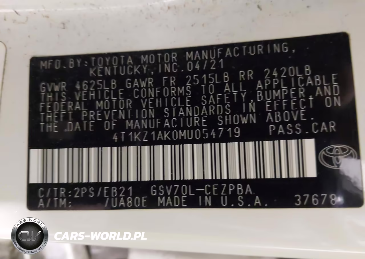2021 Toyota Camry Trd VIN:4T1KZ1AK0MU054719 - 9
