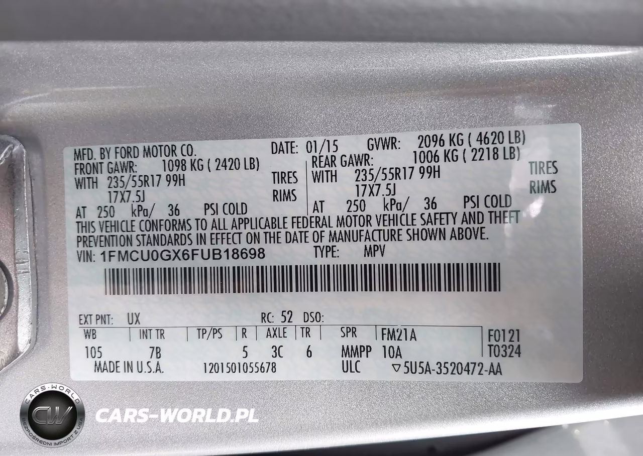 2015 Ford Escape Se VIN:1FMCU0GX6FUB18698 - 9