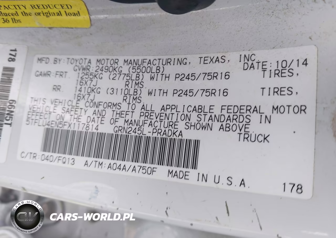 2015 Toyota Tacoma Base V6 VIN:5TFLU4EN5FX117814 - 9
