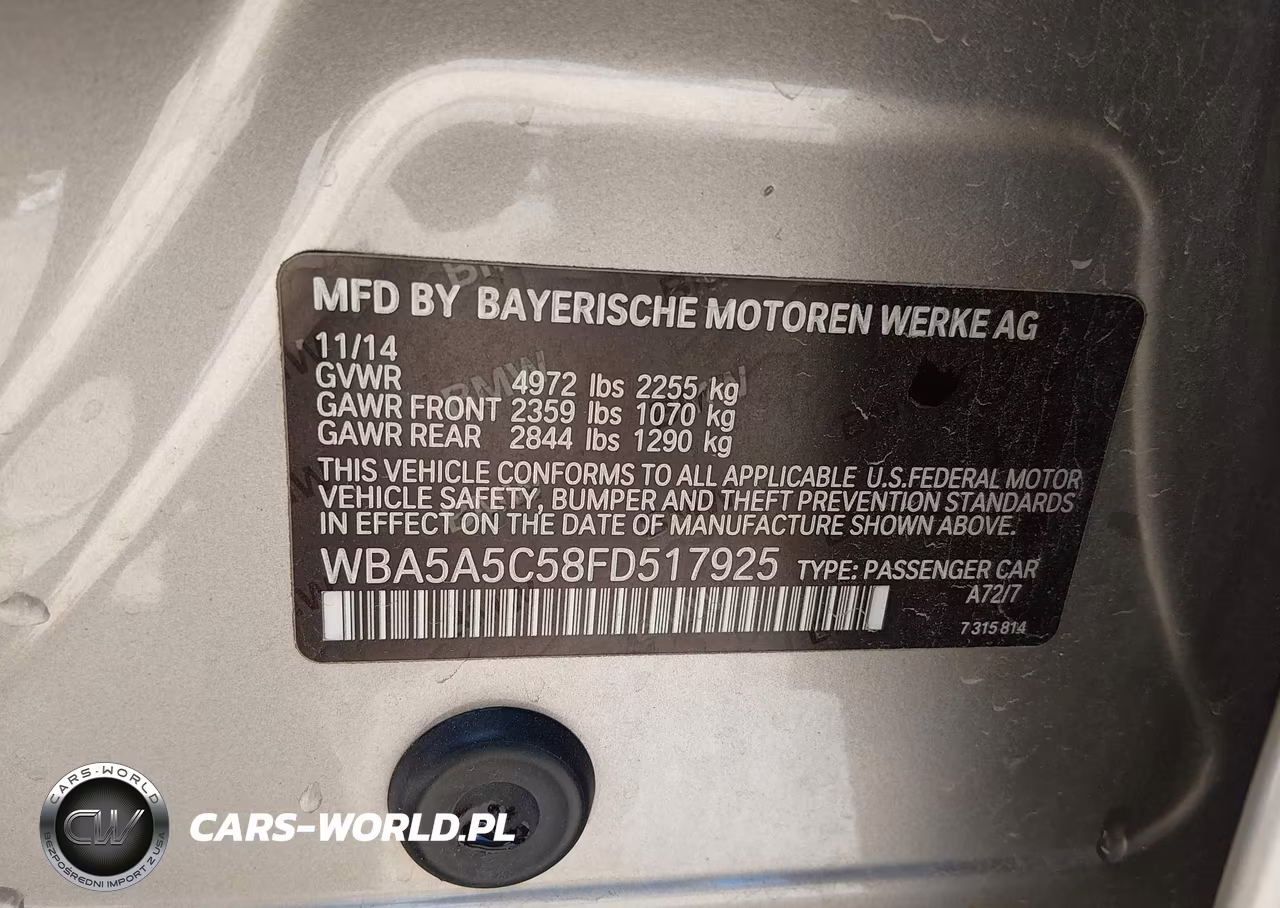 2015 BMW 528I VIN:WBA5A5C58FD517925 - 9