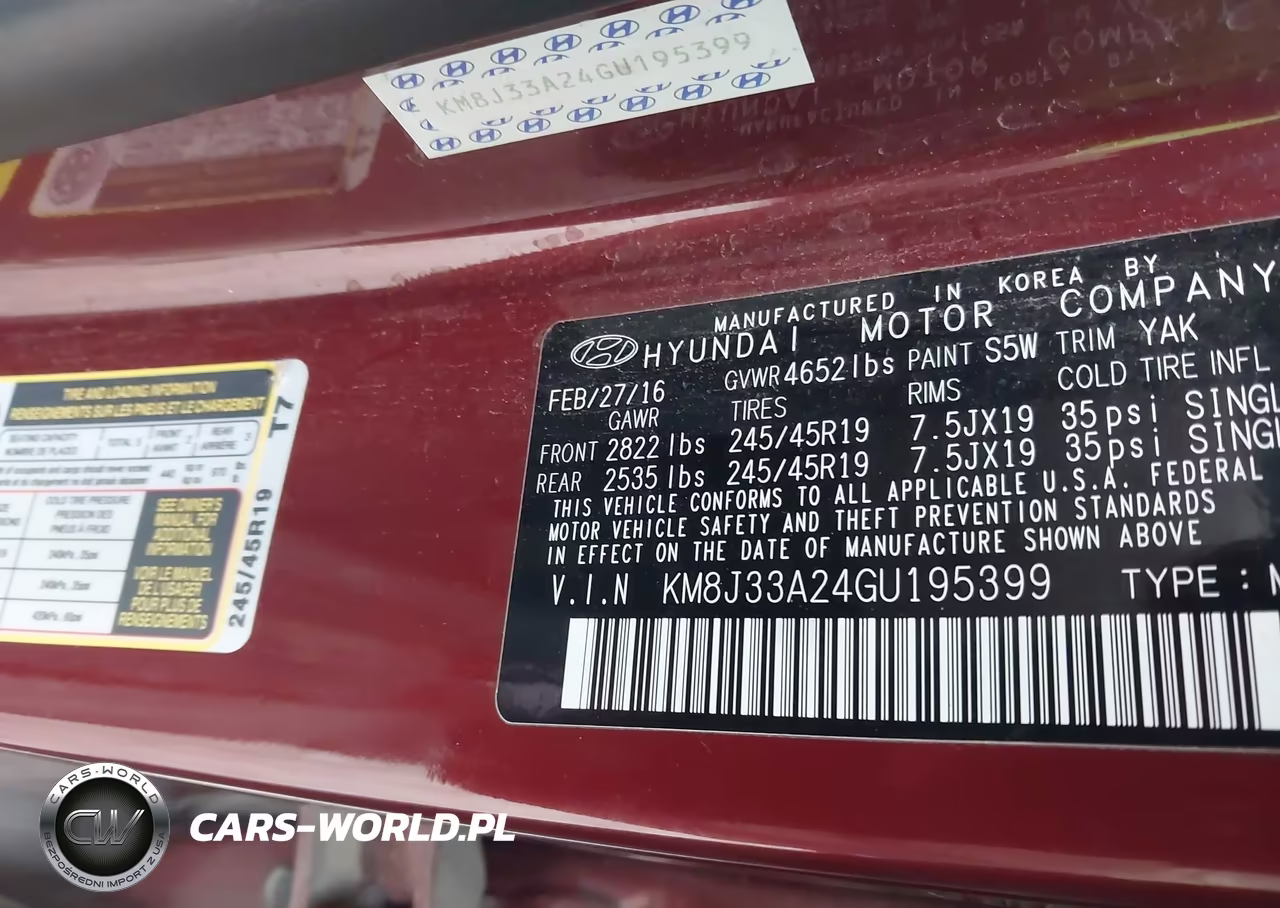 2016 Hyundai Tucson Sport VIN:KM8J33A24GU195399 - 9