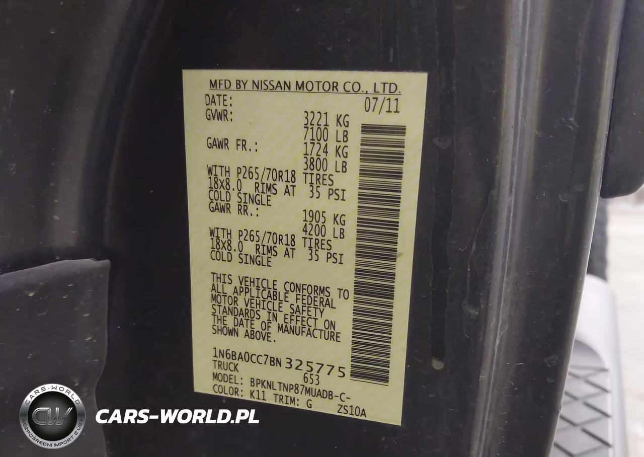 2011 Nissan Titan Sv VIN:1N6BA0CC7BN325775 - 9