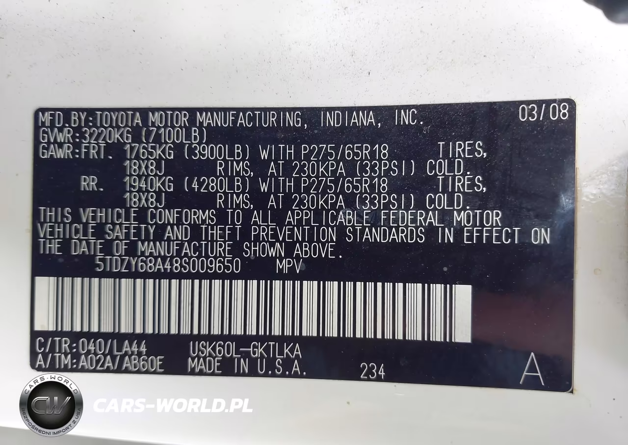 2008 Toyota Sequoia Limited 5.7L V8 VIN:5TDZY68A48S009650 - 9