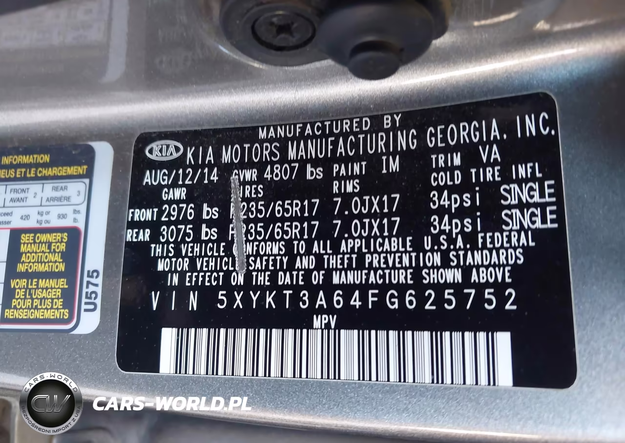 2015 Kia Sorento Lx VIN:5XYKT3A64FG625752 - 9