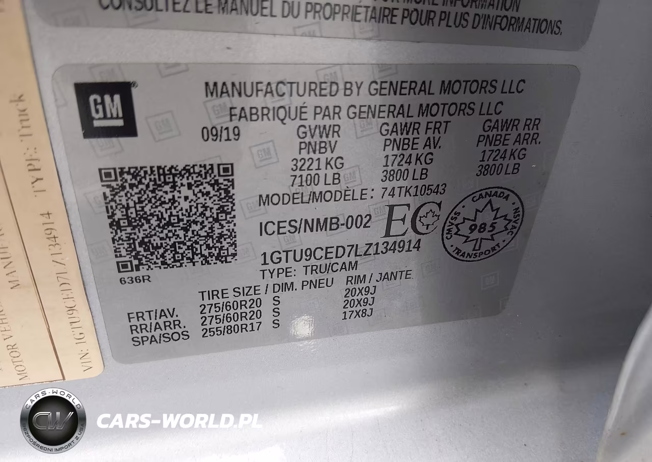 2020 GMC Sierra 1500 Elevation VIN:1GTU9CED7LZ134914 - 9