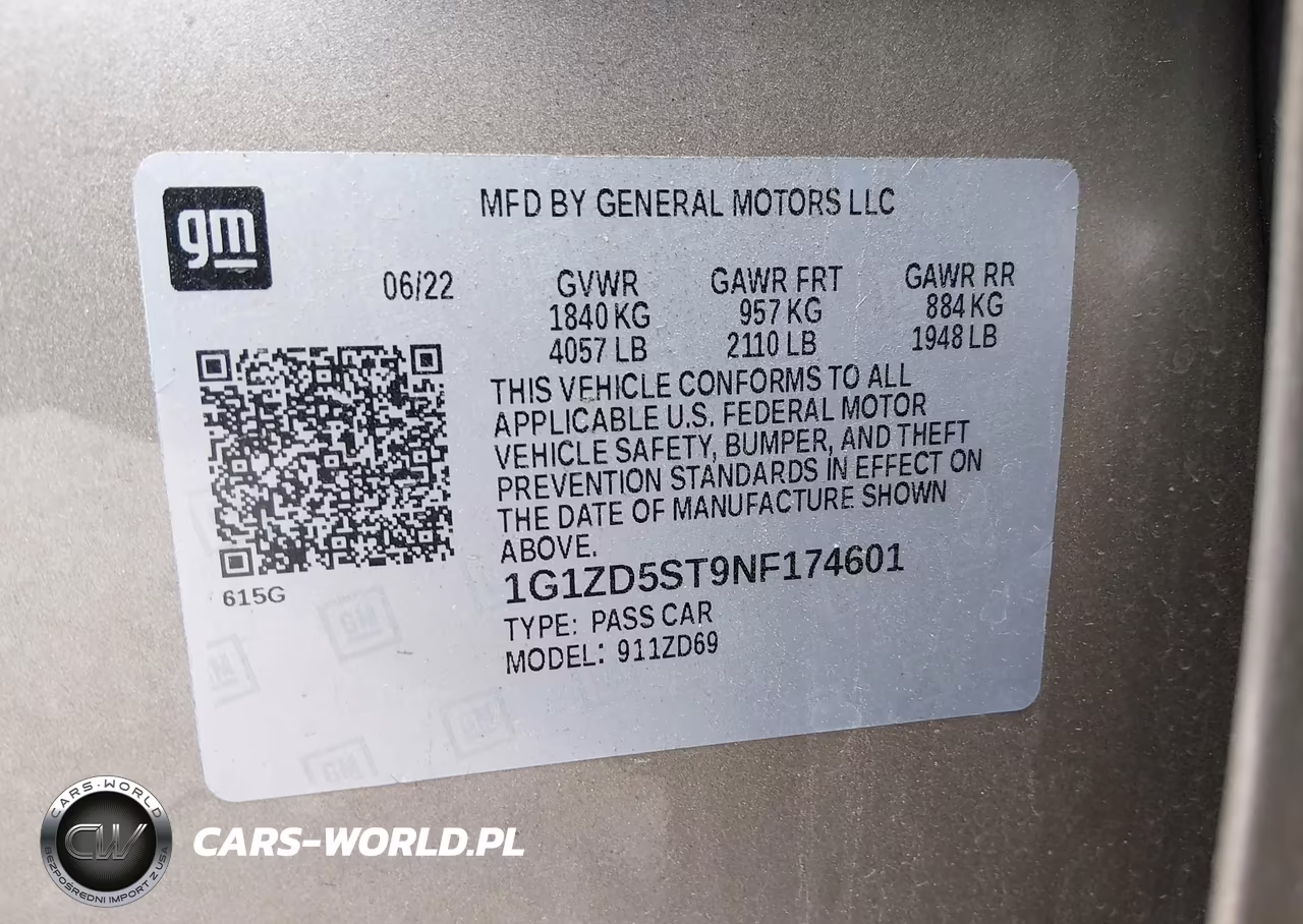 2022 Chevrolet Malibu Fwd Lt VIN:1G1ZD5ST9NF174601 - 9