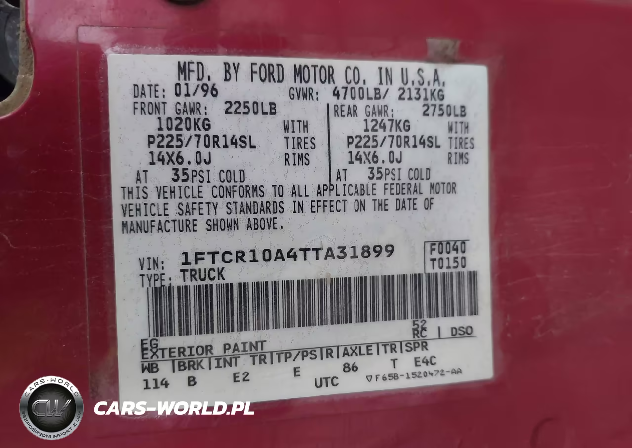 1996 Ford Ranger VIN:1FTCR10A4TTA31899 - 9