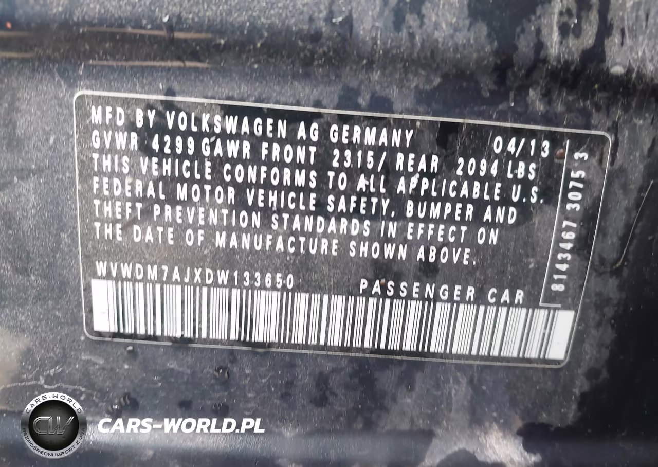 2013 Volkswagen Golf 2.0L Tdi 4-Door VIN:WVWDM7AJXDW133650 - 9