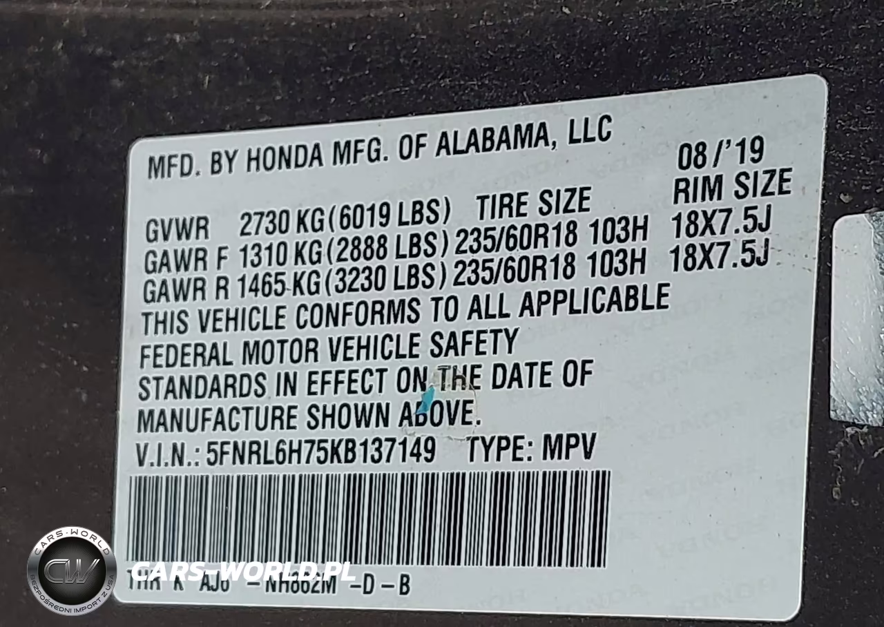 2019 Honda Odyssey Ex-L VIN:5FNRL6H75KB137149 - 9